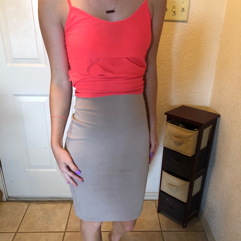 Tan pencil skirt